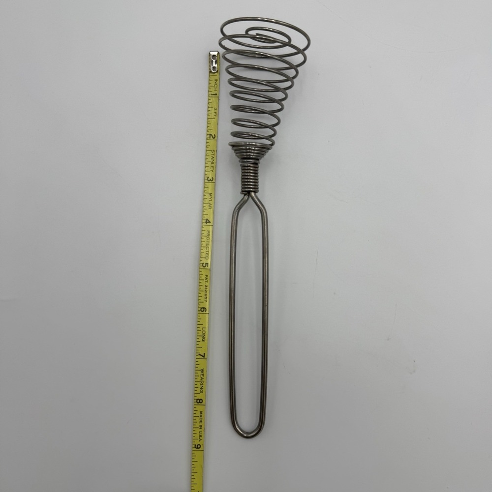Vintage Stainless Steel Spiral Wire Egg Whisk 9" Spring Coil Wisk Whip Kitchen - Picture 8 of 8